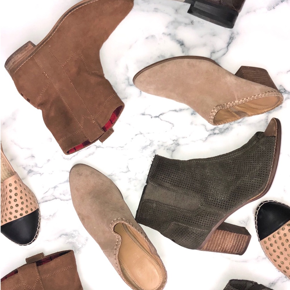 TOMS | Lattice Cut Ankle Green Booties 9 - Picture 4 of 7